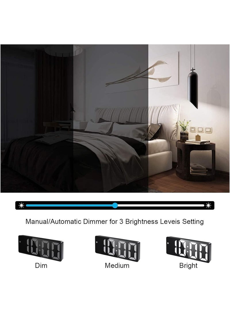ساعة الإنذار الرقمية بالدايود الذكي: ضوء ليلي كهربائي مع 3 سطوع قابل للضبط، ساعة مكتب التحكم في الصوت مع عرض التاريخ/الشهر/درجة الحرارة، مع USB/بطارية تعمل لغرفة النوم المنزلية - Image 4