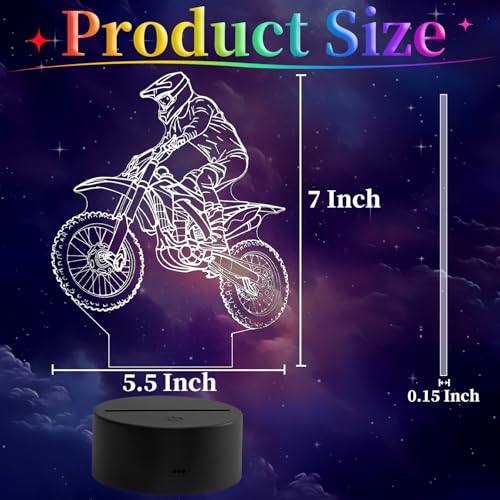 oboist Dirt Bike Gift 3D Night Light, 16 Colors Illusion Night Lamp for Boys - Dirt Bike Themed Bedroom Lamps, Optical Illusion Lamp with Remote Control, Kids' Room Décor, Cool Gifts for Motorcycle Lovers - Image 4