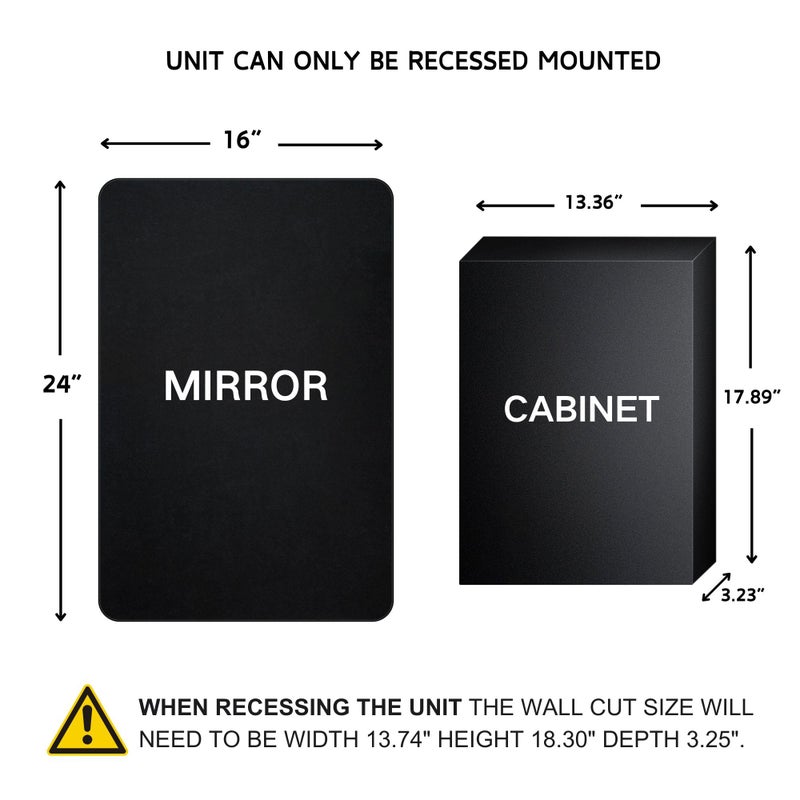 TEHOME Farmhouse Brushed Nickel Metal Framed Recessed Bathroom Medicine Cabinet with Mirror Rounded Rectangle Medicine Cabinet with Beveled Mirror 16x24'' - Image 3