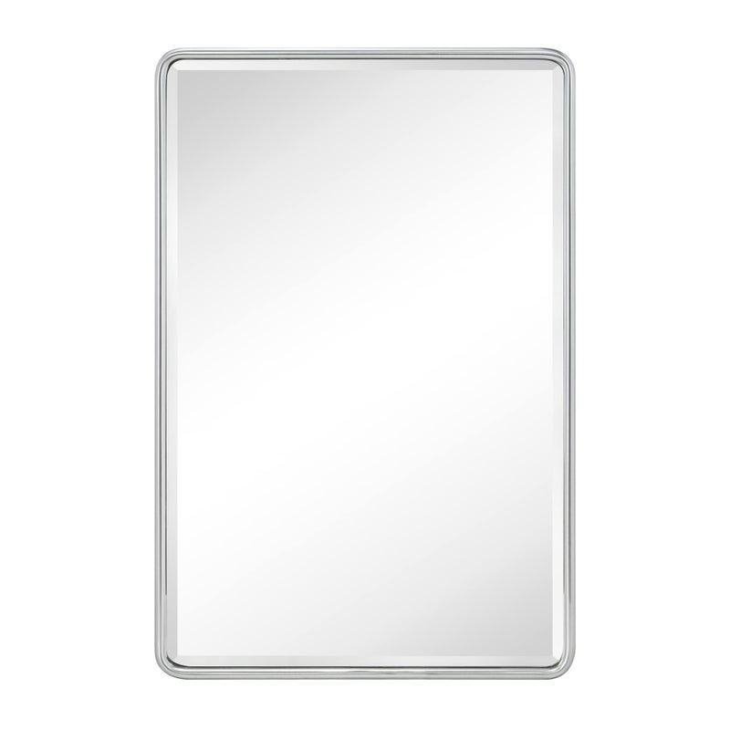 TEHOME Farmhouse Brushed Nickel Metal Framed Recessed Bathroom Medicine Cabinet with Mirror Rounded Rectangle Medicine Cabinet with Beveled Mirror 16x24'' - Image 5