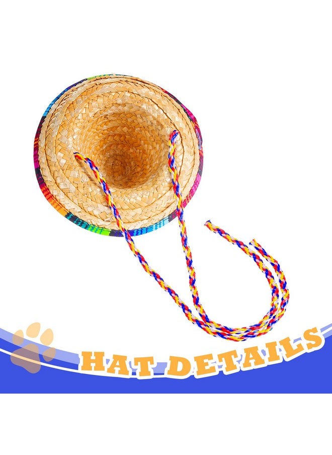 Saintrygo Dog Sombrero Hat Multicolor Sombrero Hats Straw Mexican Hat And Dog Bandana Pet Triangle Bib Costume For Mexican Cinco De Mayo Fiesta Christmas Decorations  - Image 3