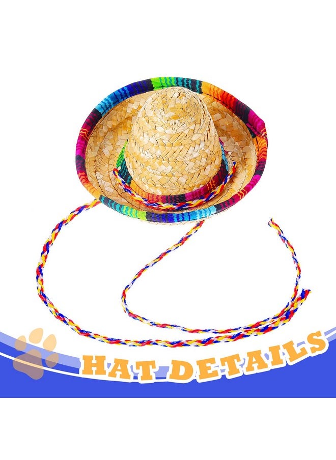 Saintrygo Dog Sombrero Hat Multicolor Sombrero Hats Straw Mexican Hat And Dog Bandana Pet Triangle Bib Costume For Mexican Cinco De Mayo Fiesta Christmas Decorations  - Image 5