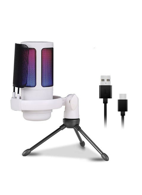 Gaming PC USB Microphone Podcast Condenser Mic for Streaming Twitch Online Chat RGB Computer Mic