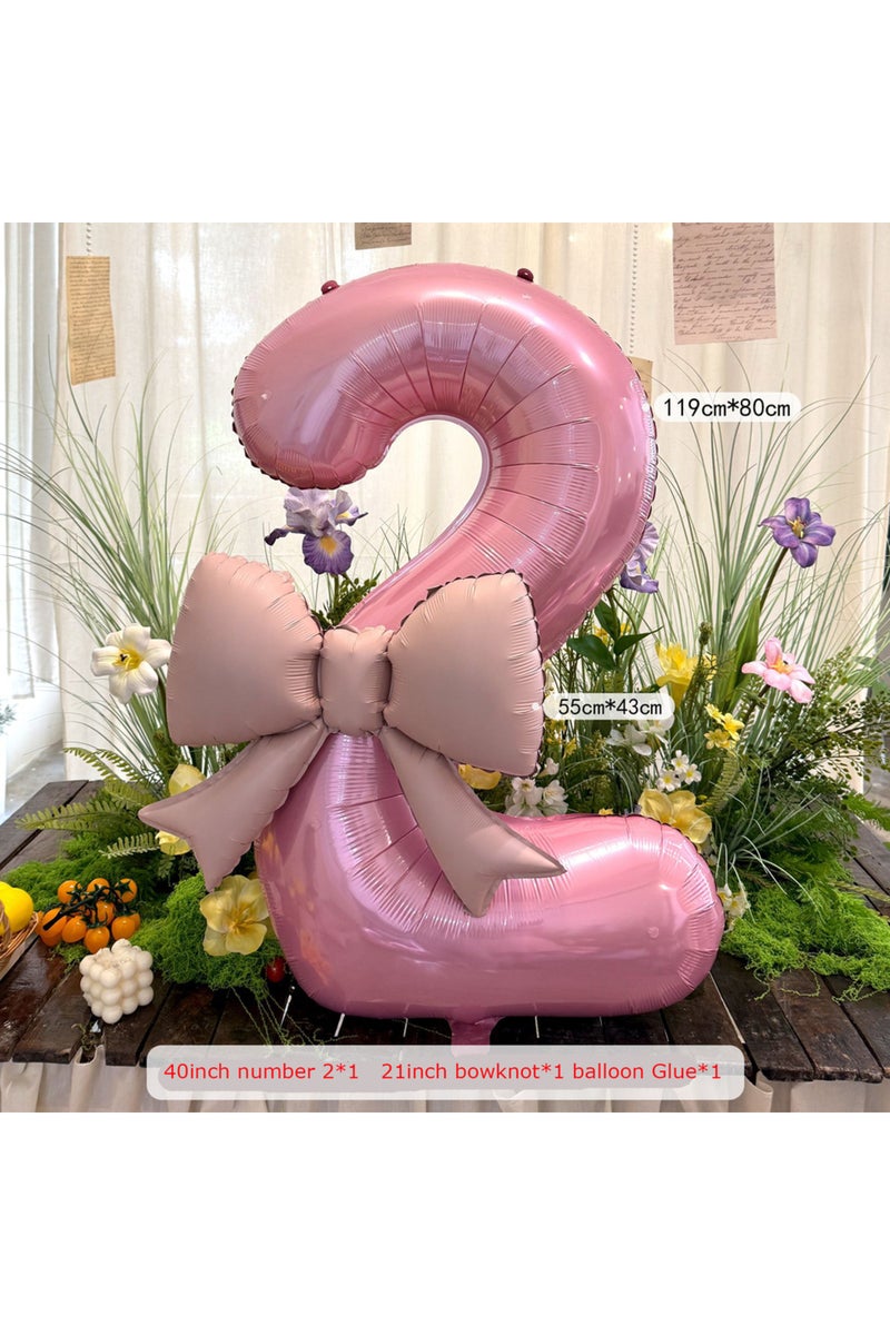 40inch 2 2pcs 40inch Pink Bowknot Number Foil Balloons Wedding Birthday Party Decoration Anniversary