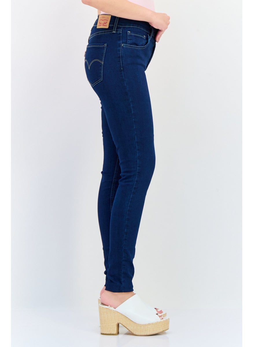 Levi's Women Regular Fit Wash Stretchable Denim Jeans, Navy  - Image 3