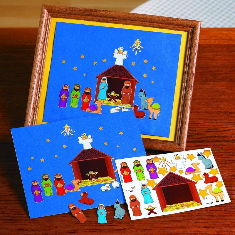 Fun Express Nativity Scene Stickers for Christmas - 12 Sheets of Colorful Holiday Decorations - Image 4