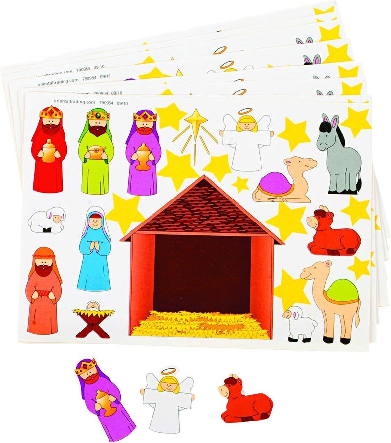 Fun Express Nativity Scene Stickers for Christmas - 12 Sheets of Colorful Holiday Decorations - Image 2