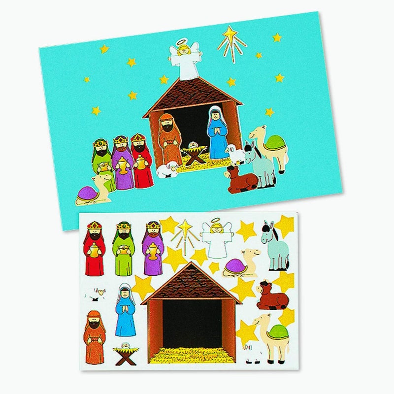 Fun Express Nativity Scene Stickers for Christmas - 12 Sheets of Colorful Holiday Decorations - Image 1