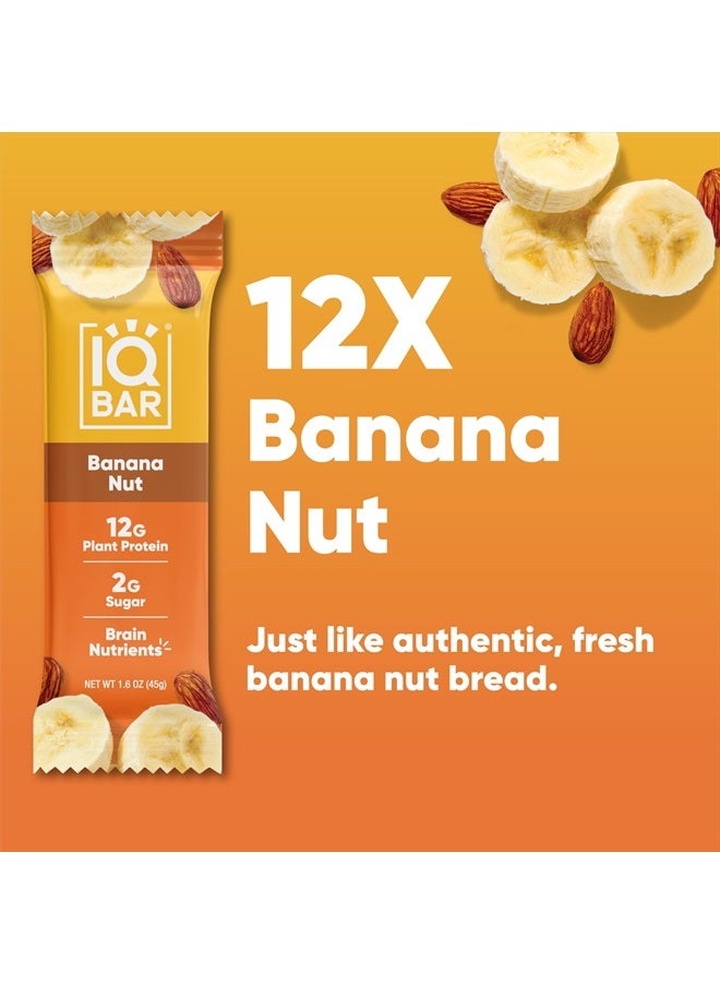 IQBAR Brain and Body Plant Protein Bars - Banana Nut - 12 Count, Low Carb, High Fiber, Gluten Free, Vegan Snacks - Low Sugar Keto Energy Bar Pack  - Image 3