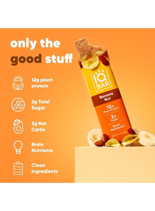 IQBAR Brain and Body Plant Protein Bars - Banana Nut - 12 Count, Low Carb, High Fiber, Gluten Free, Vegan Snacks - Low Sugar Keto Energy Bar Pack  - Image 5