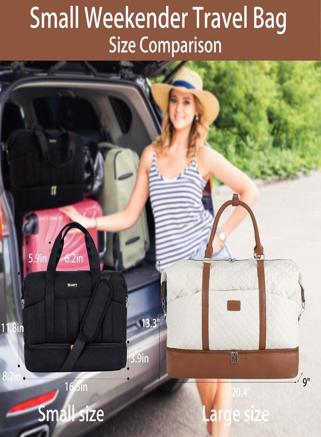 Stuery Lightweight Puffer Gym Bag for Women: Small Carry on Tote Bag for Travel with Shoe Compartment & Wet Pocket, Overnight Weekender Duffel for Airplane Traveling Girls & Teens, Black - Image 2