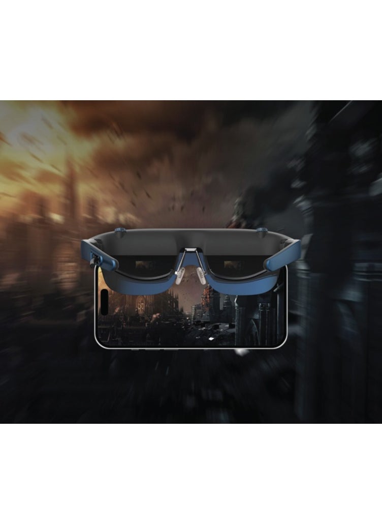 AR Movie Glass 1080P Full HD / Immerse In Augmented Reality 2/3D Ultra  / Accelerometers, Gyroscopes, Magnetometers Sensor / 24 Bit-Color / Type-C Connector / Smart Glasses / AR Glasses / 41° Field of View - Blue