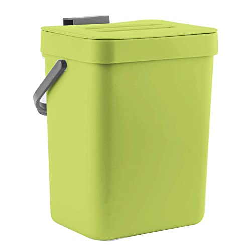 LALASTAR Food Waste Basket Bin for Kitchen, Small Countertop Compost Bin with Lid, Odor-Free Food Scrap Container, Wall Mounted Garbage Can, 3L/0.8 Gal, Green - Image 1