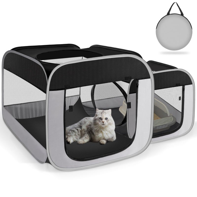 Tailtastic Large Cat Playpen with Separate Areas,Outdoo&Indoor Cat Enclosures,Portable Pet Playpen for Indoor Cats,Puppy and Small Animals, Dog Playpen with Carrybag. - Image 1