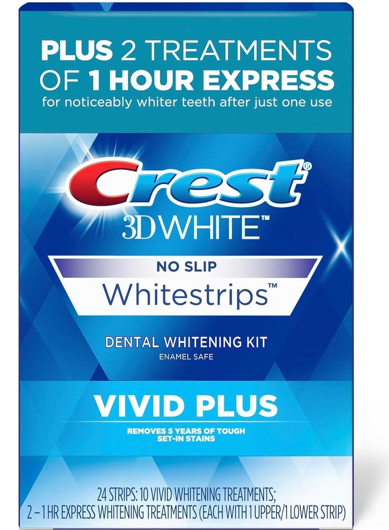 Crest Whitestrips, Vivid Plus, Teeth Whitening Strip Kit, 24 Count - Image 1