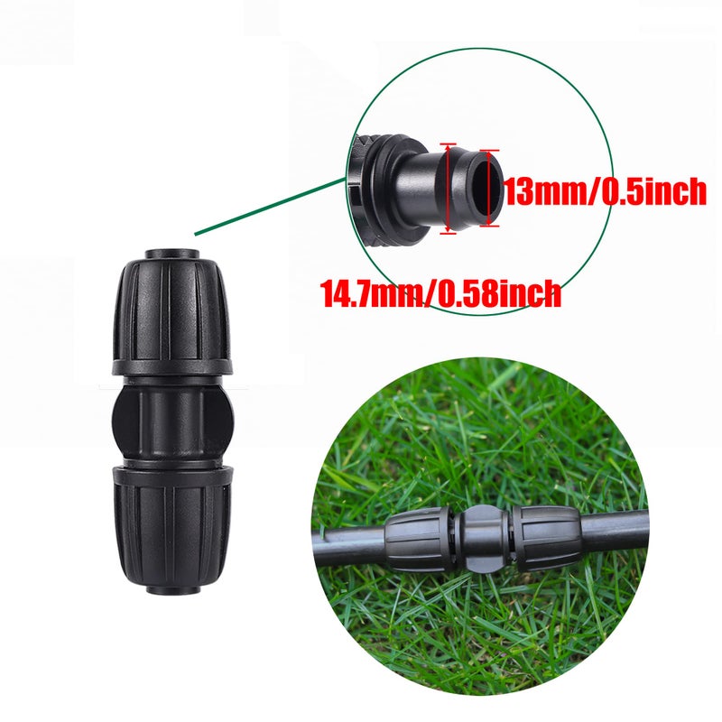 FOGWOWO 10 Pack 1/2 Inch Drip Irrigation Coupling Connectors (1/2" ID x 0.65" OD) - 1/2'' Drip Line Anti-Drop Barbed Locked Straight Connectors for 1/2 Inch Drip Tubing Garden Irrigation System - Image 2
