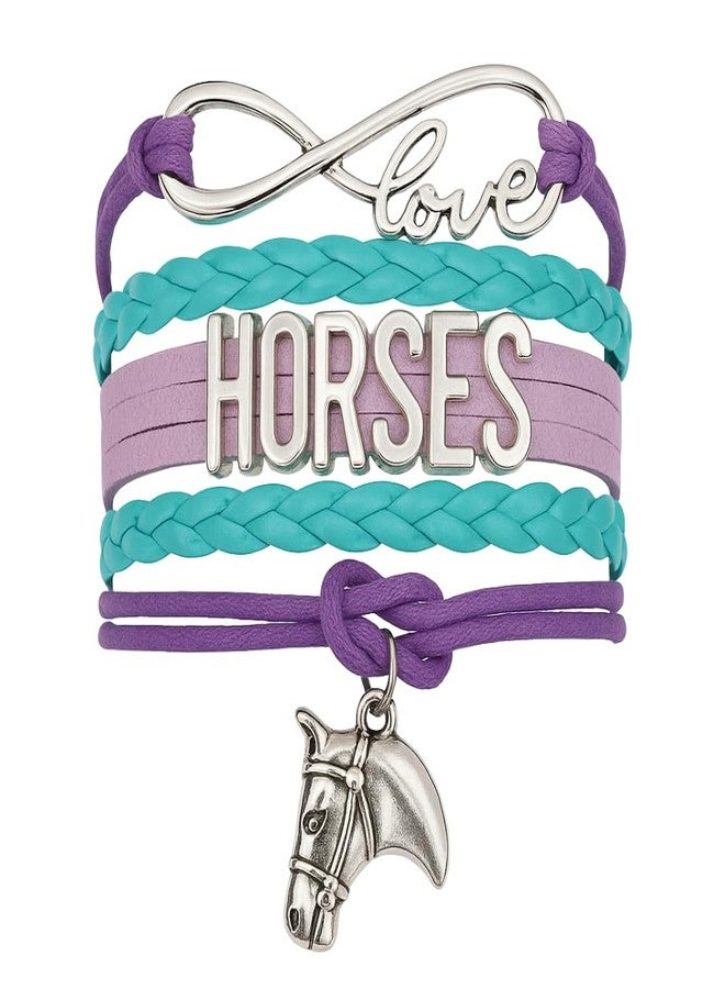 إنفينيتي كوليكشن سوار إنفينيتي كوليكشن بتصميم حصان، مجوهرات فروسية لمحبي الخيول - هدية صداقة لأفضل صديقة، هدية لها (أزرق مخضر/بنفسجي) - Image 1