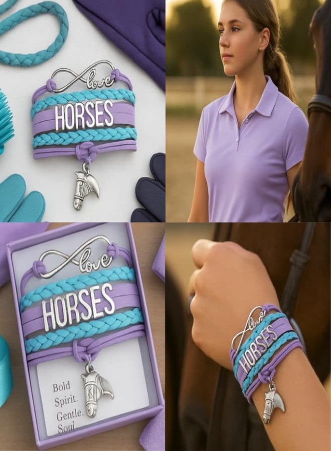 إنفينيتي كوليكشن سوار إنفينيتي كوليكشن بتصميم حصان، مجوهرات فروسية لمحبي الخيول - هدية صداقة لأفضل صديقة، هدية لها (أزرق مخضر/بنفسجي) - Image 3