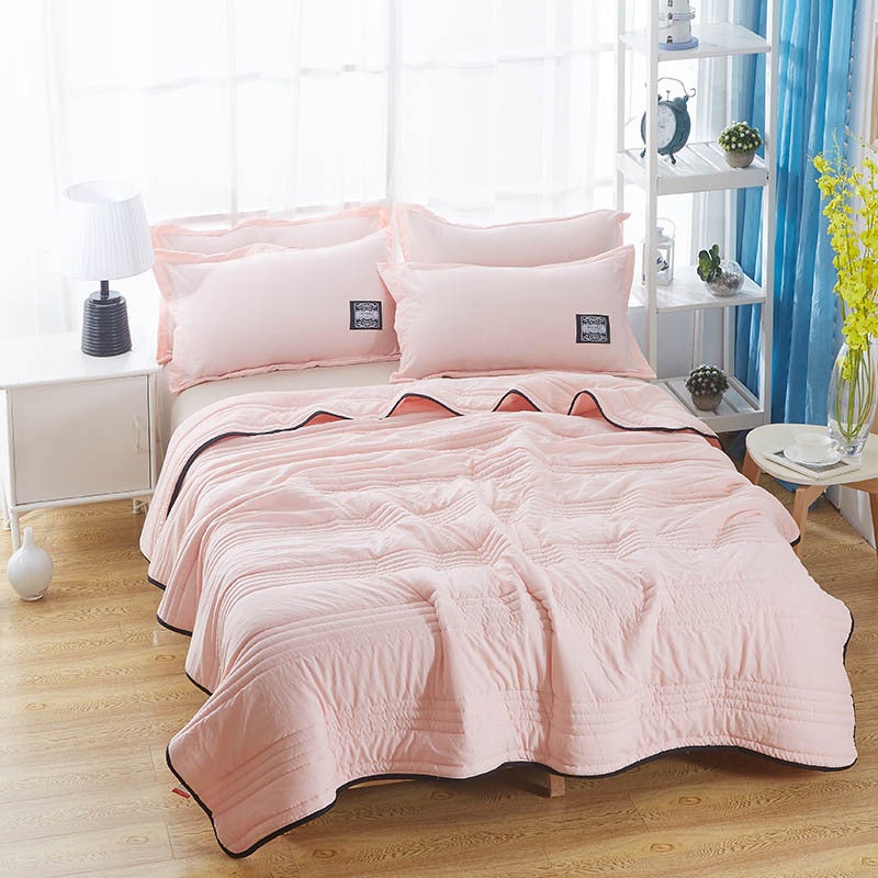 Washed Cotton Air-Conditioning Quilt Summer Cool Quilt Double Summer Quilt Summer Thin Quilt Single Core Machine Washable Summer Solid Color - Image 2