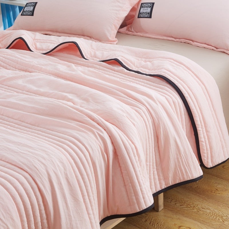 Washed Cotton Air-Conditioning Quilt Summer Cool Quilt Double Summer Quilt Summer Thin Quilt Single Core Machine Washable Summer Solid Color - Image 3