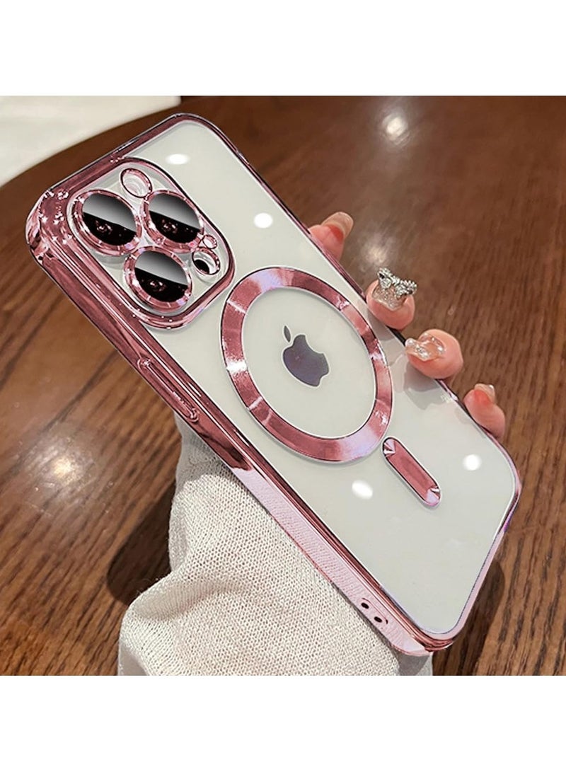 Magnetic Case for iPhone 16 Pro Max with Mag Safe Full Camera Lens Protection Color Plating Soft Clear Phone Case for iPhone 16 Pro Max  - Image 3