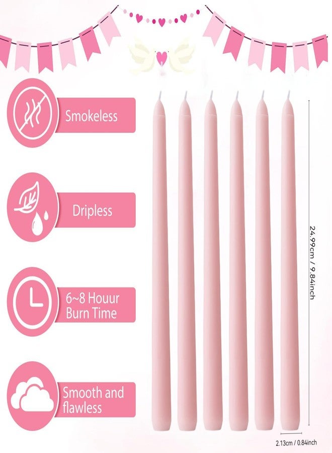 SRCVYLT 6 Pcs Valentines Candle Sticks Pink Bow Taper Candles Coquette 10 Inch Coquette Birthday Decorations Smokeless Unscented Pink Taper Candles for Bachelorette Bridal Bow Party Decor - Image 3