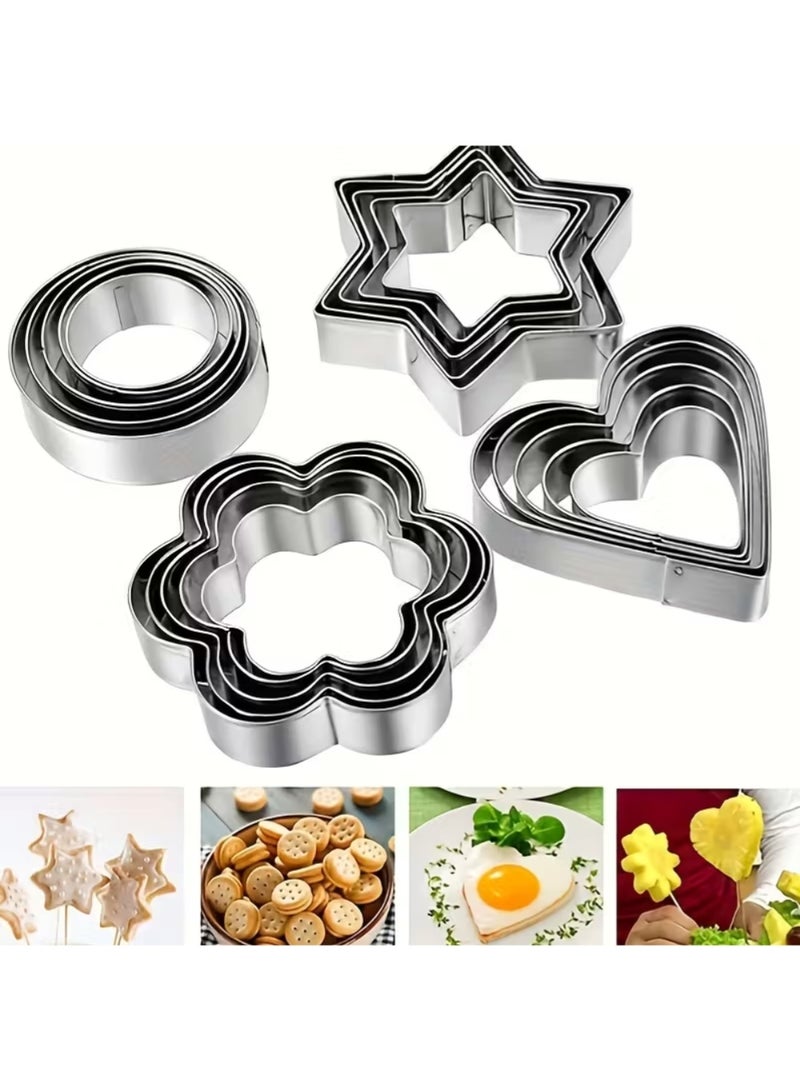 ZedAura 12 Piece Stainless Steel Baking & Dough Cookie Cutter Set – Frame Cutters for Cakes, Sandwiches, Pineapple, Donuts & More – Professional Baker Kitchen Tool - Image 1