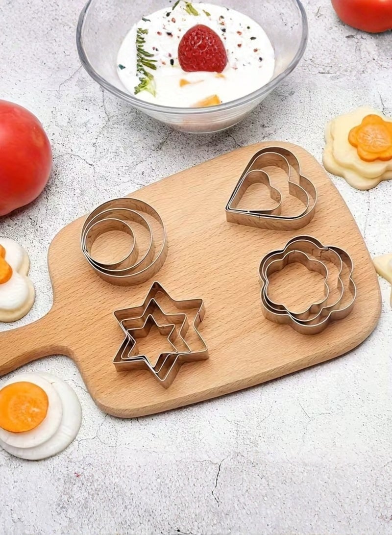 ZedAura 12 Piece Stainless Steel Baking & Dough Cookie Cutter Set – Frame Cutters for Cakes, Sandwiches, Pineapple, Donuts & More – Professional Baker Kitchen Tool - Image 4