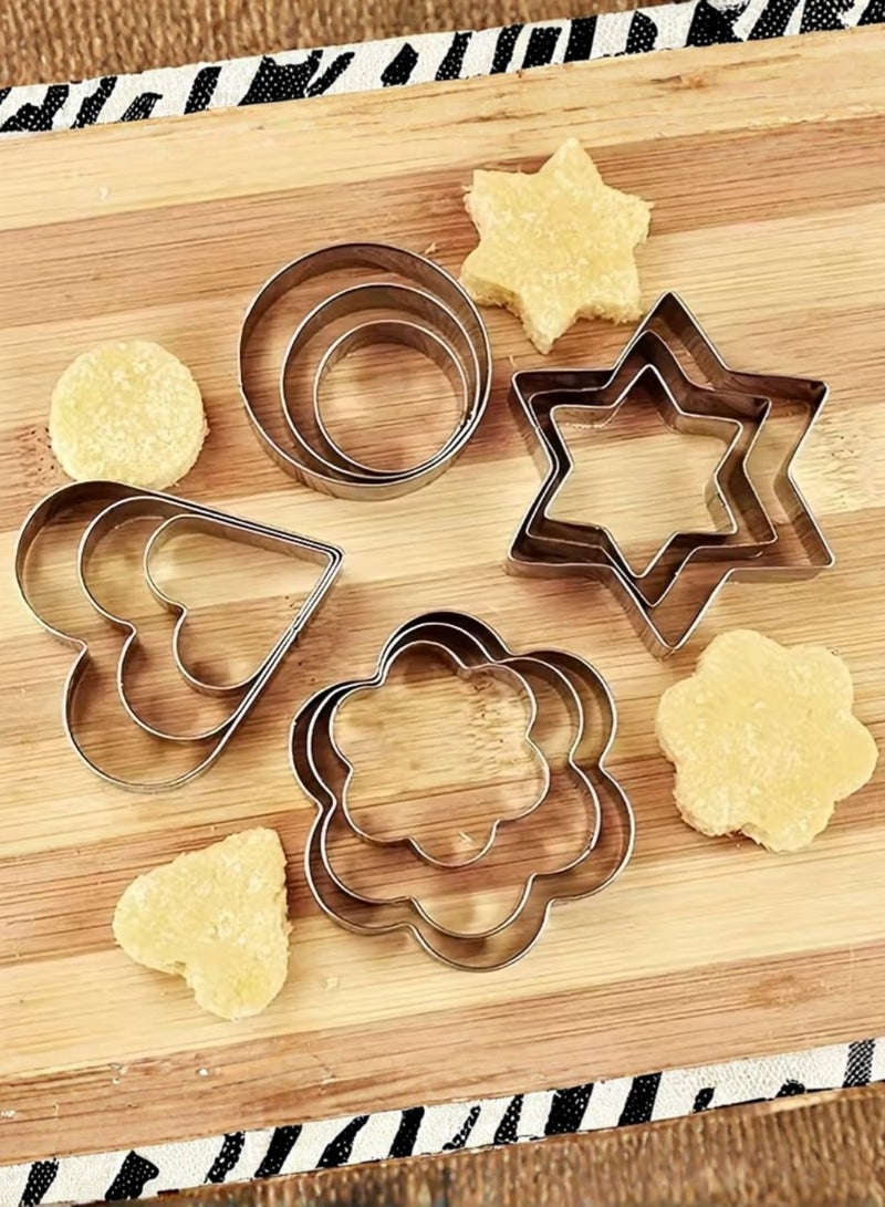 ZedAura 12 Piece Stainless Steel Baking & Dough Cookie Cutter Set – Frame Cutters for Cakes, Sandwiches, Pineapple, Donuts & More – Professional Baker Kitchen Tool - Image 3