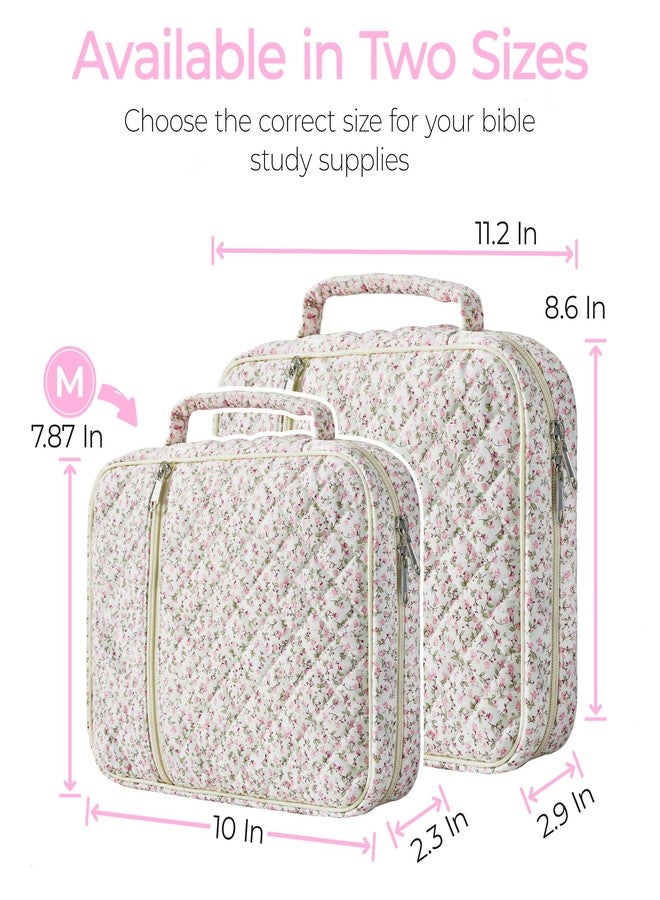 WOBAGMEN Bible Cover Case for Women,Cotton Bible Cover for Men Women with Handle,Bible Book Cover Bag Floral,Carrying Case Bible Protective Christian Gift (Pink Floral, M) - Image 2