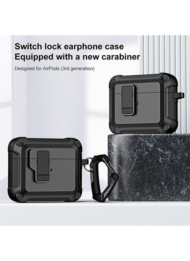 O Ozone - For AirPods 4 Case Cover (2024) ,Rugged Armor Shockproof Hard Shell Protection Shockproof Case with Secure Lock Clip Case Cover With Keychain- Black - Image 1