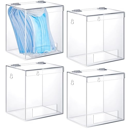 Kathfly 4 Pcs Acrylic Dispenser Wall Mount 69 x 67 x 5 Inch Beard Net Hair Net Holder Clear Acrylic Holder for Shoe Cover Glove - Image 1