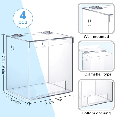 Kathfly 4 Pcs Acrylic Dispenser Wall Mount 69 x 67 x 5 Inch Beard Net Hair Net Holder Clear Acrylic Holder for Shoe Cover Glove - Image 3