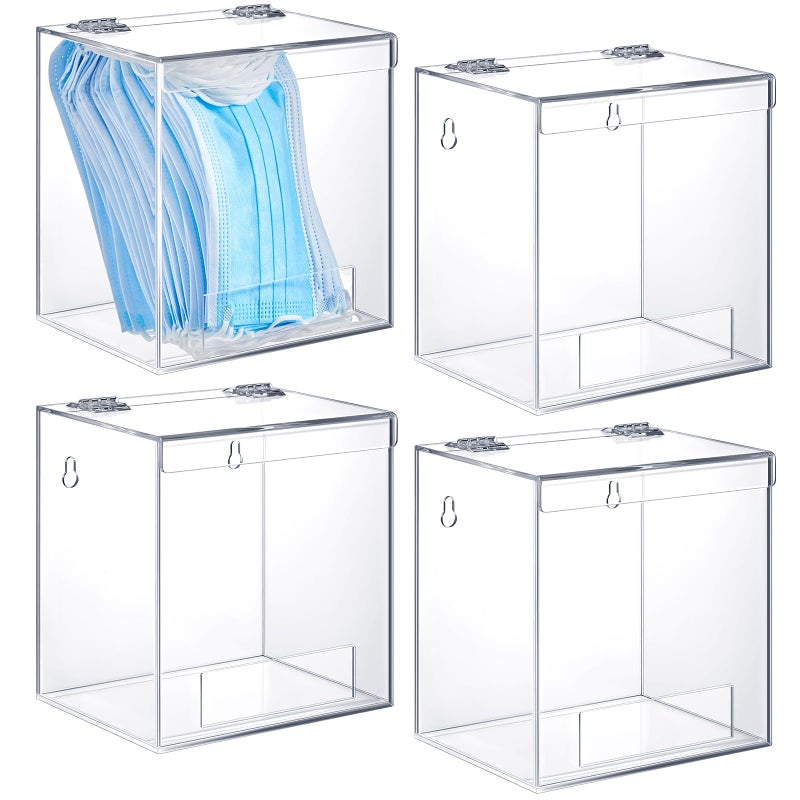 Kathfly 4 Pcs Acrylic Dispenser Wall Mount 69 x 67 x 5 Inch Beard Net Hair Net Holder Clear Acrylic Holder for Shoe Cover Glove - Image 2