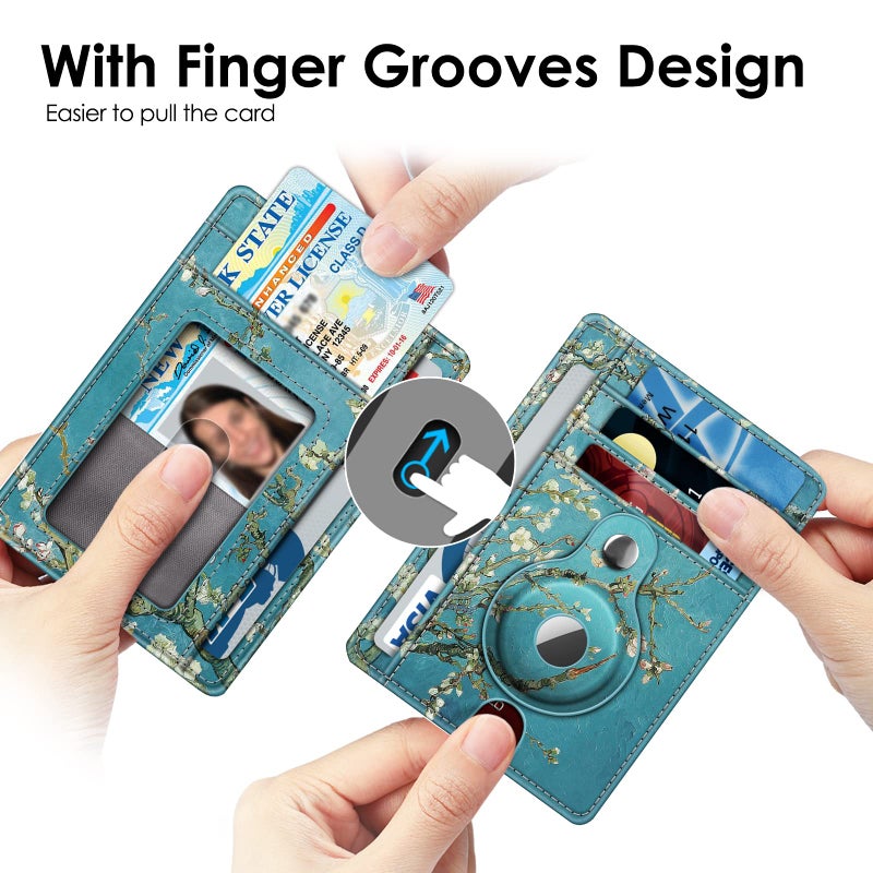 SITHON محفظة سيثون رفيعة وعصرية مع حافظة مدمجة لجهاز آير تاج، حافظة بطاقات ائتمان مانعة للتداخل مع نافذة للهوية، حافظة لجهاز آير تاج للرجال والنساء، بلوسوم - Image 4