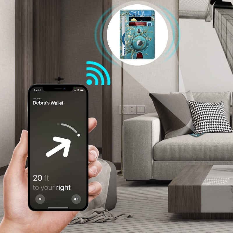 SITHON محفظة سيثون رفيعة وعصرية مع حافظة مدمجة لجهاز آير تاج، حافظة بطاقات ائتمان مانعة للتداخل مع نافذة للهوية، حافظة لجهاز آير تاج للرجال والنساء، بلوسوم - Image 3