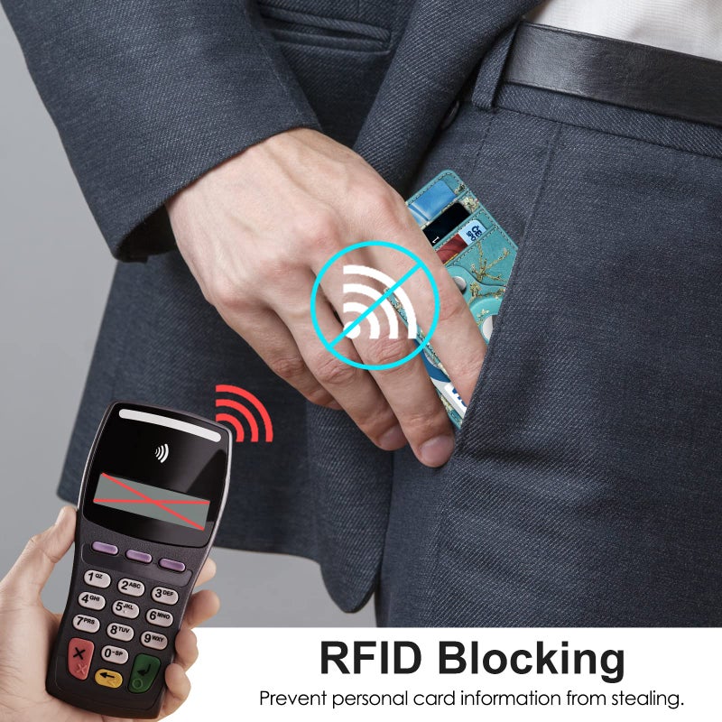 SITHON محفظة سيثون رفيعة وعصرية مع حافظة مدمجة لجهاز آير تاج، حافظة بطاقات ائتمان مانعة للتداخل مع نافذة للهوية، حافظة لجهاز آير تاج للرجال والنساء، بلوسوم - Image 5