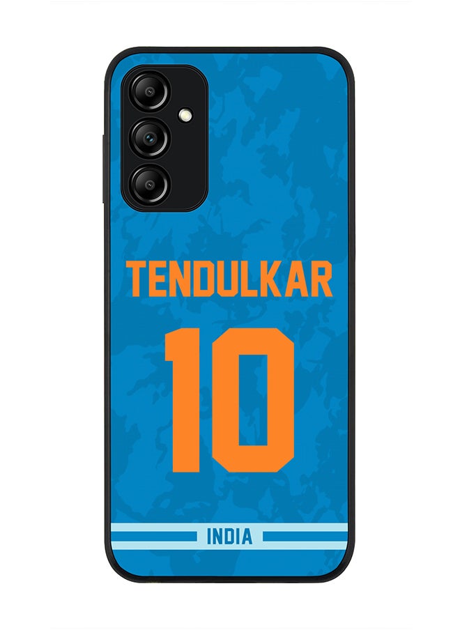 Stylizedd - Rugged Black Edge Case for Samsung Galaxy A14 / A14 5G, Slim fit Soft Case Flexible Thin Cover - Player Name - Sachin Tendulkar, Jersey Number- 10 - Image 1