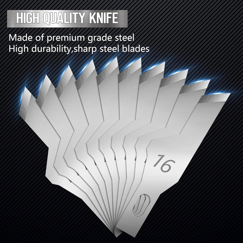 Jetmore 100 Pack Hobby Blades Craft Knife Blade Refill #16 Hobby Knife Replacement Blades with Storage Box for DIY Cutting Caving - Image 3