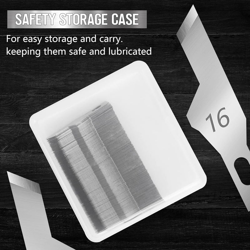 Jetmore 100 Pack Hobby Blades Craft Knife Blade Refill #16 Hobby Knife Replacement Blades with Storage Box for DIY Cutting Caving - Image 4