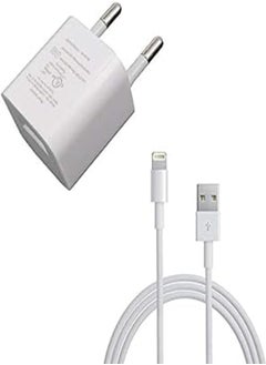 Travel power Charger 5W OutPut 5V-1A With Cable Lightning 8 Pin For iphone 5/6/7/8/X/XS - White