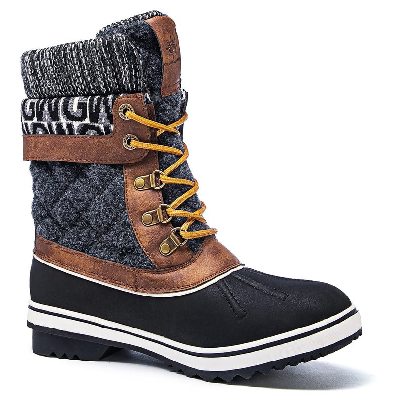 GLOBALWIN Snow Boots For Women Brown/Prints Women's Winter Boots 10M - Image 4