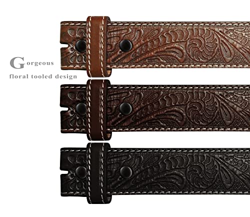 Belts.com Genuine Full Grain Western Floral Engraved Tooled Leather Belt Strap 1-1/2" Wide (Brown, 34) - Image 4