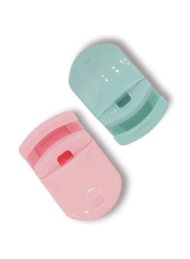 lasenersm 2 قطع مكبس رموش مصغر مكبس رموش محمول مكبس رموش بلاستيكي للسفر مكبس رموش مع وسادات بديلة يناسب جميع أشكال العيون بدون قرص أو سحب (وردي أخضر) - Image 2