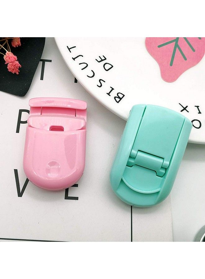 lasenersm 2 قطع مكبس رموش مصغر مكبس رموش محمول مكبس رموش بلاستيكي للسفر مكبس رموش مع وسادات بديلة يناسب جميع أشكال العيون بدون قرص أو سحب (وردي أخضر) - Image 5