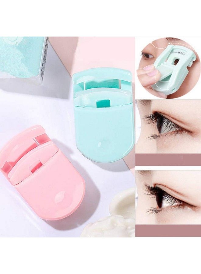 lasenersm 2 قطع مكبس رموش مصغر مكبس رموش محمول مكبس رموش بلاستيكي للسفر مكبس رموش مع وسادات بديلة يناسب جميع أشكال العيون بدون قرص أو سحب (وردي أخضر) - Image 4