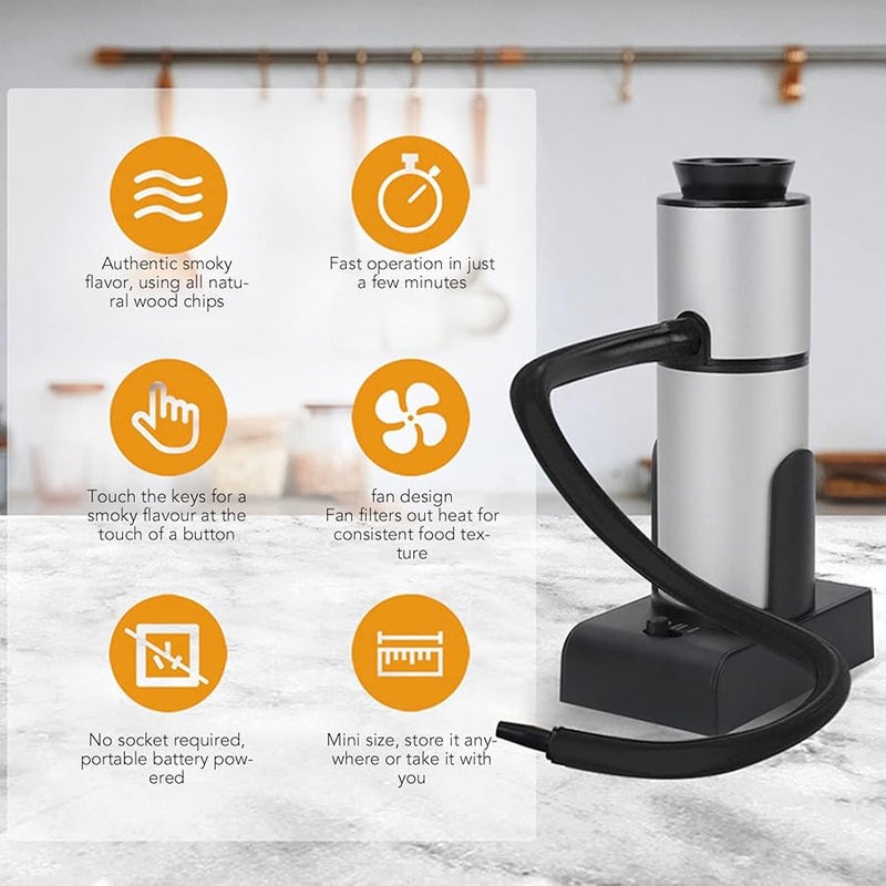 Premium Aluminum Zinc Alloy Cocktail Smoker Kit Handheld Adjustable Smoke Infuser Silver - Image 5