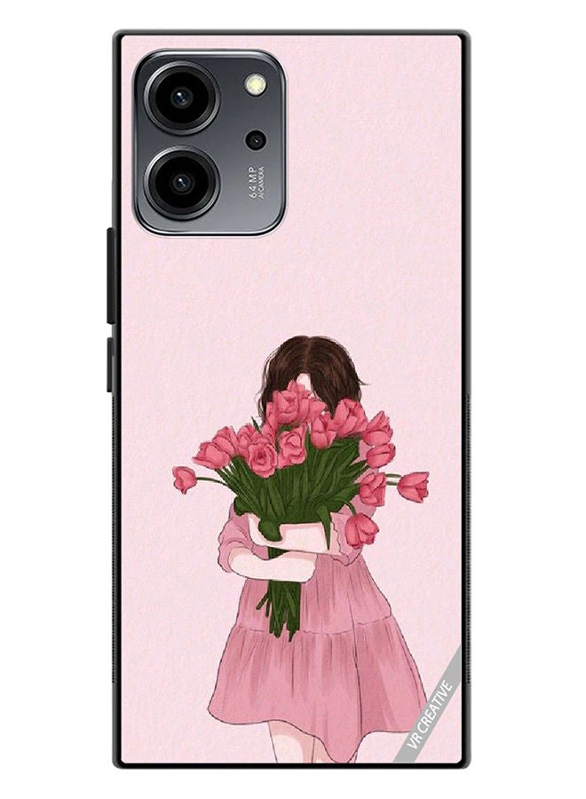 VR CREATIVE Protective Case Cover For Honor 80 SE Girl Hugging Bouquet Design Multicolour - Image 1