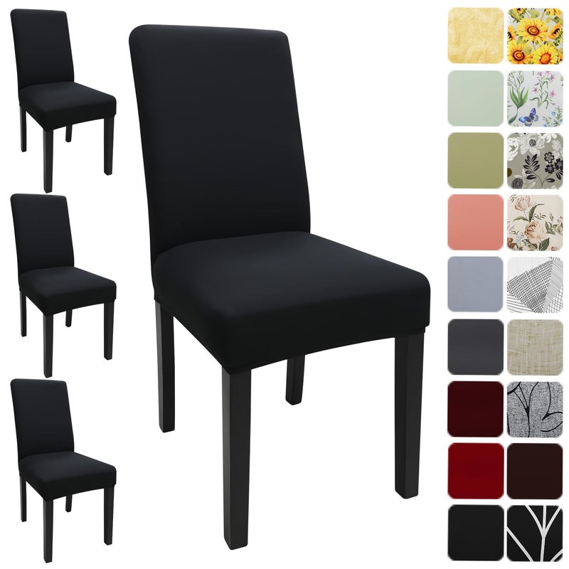 Keyroal Dining Room Chair Covers Set of 4 Stretch Solid Color Parsons Chair Slipcovers Spandex Removable Washable Kitchen Chair Protector Cover for Dining Room Hotel CeremonyBlack - Image 2