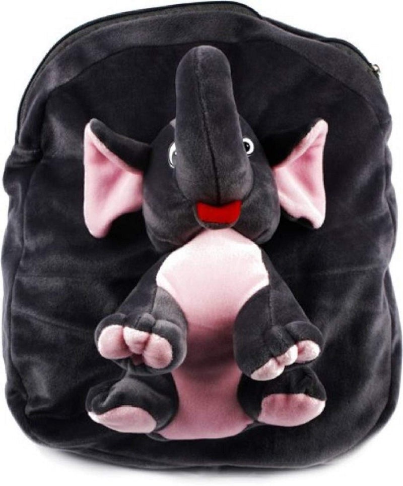 blue tree School Bag For Kids Soft Plush Backpack Combo Cartoon Bags Mini Travel Bag for for Girls Boys Toddler Baby (Full Body Elephant & Pink Duck) - Image 2